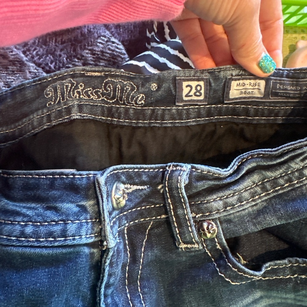 Miss Me Dark Blue Boot Cut Jeans embellished - Picture 2 of 7